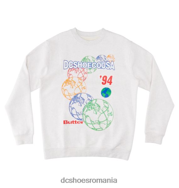 DC Shoes hanorac pentru bărbați butter goods x dc world crewneck X0FD0170 zăpadă heather