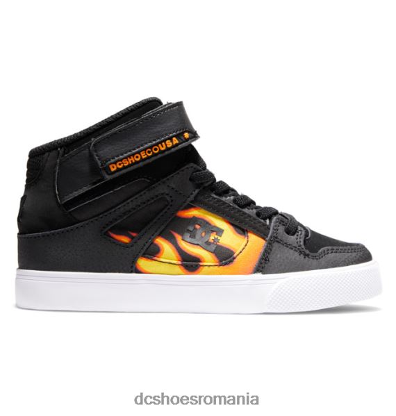 DC Shoes pantofi cu dantelă elastică pură pentru copii X0FD0523 negru/ flăcări