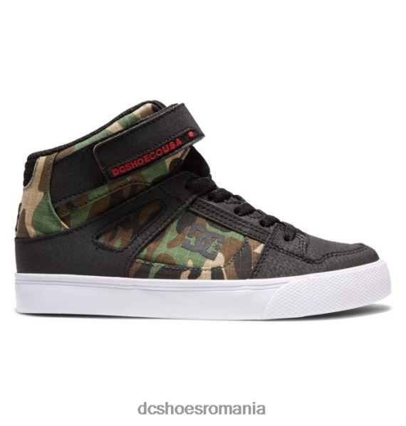 DC Shoes pantofi cu dantelă elastică pură pentru copii X0FD0542 camuflaj negru