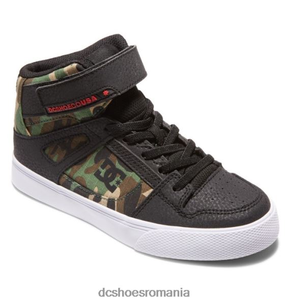 DC Shoes pantofi cu dantelă elastică pură pentru copii X0FD0542 camuflaj negru