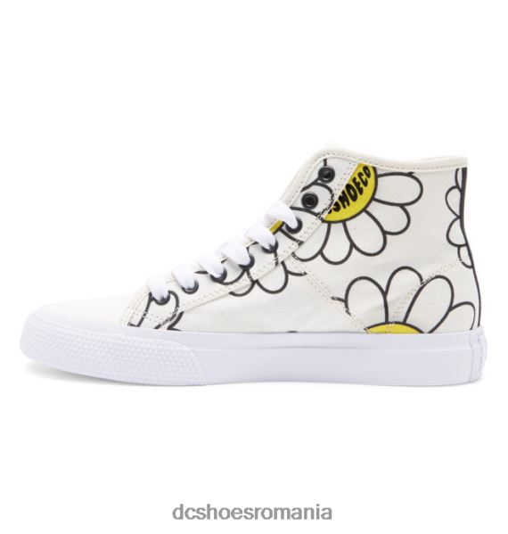 DC Shoes pantofi de pânză înalți manuali pentru femei X0FD0470 alb/negru/floare