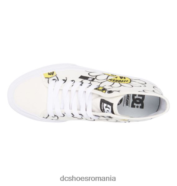 DC Shoes pantofi de pânză înalți manuali pentru femei X0FD0470 alb/negru/floare